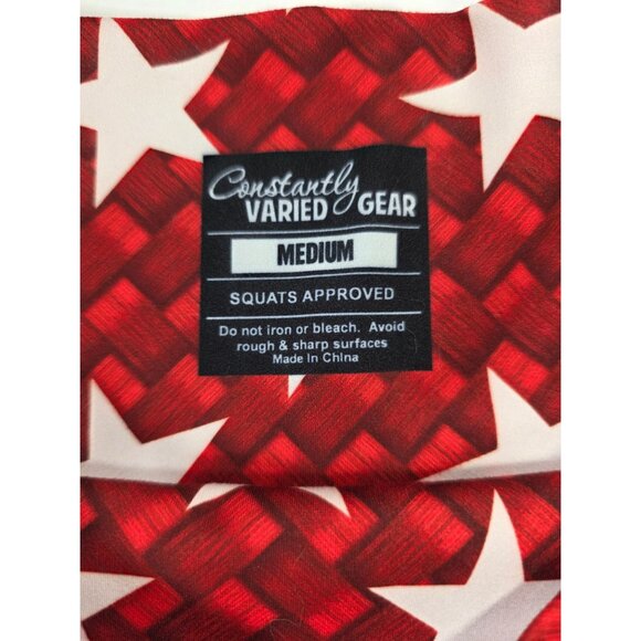 CVG shorts red brick white stars M exercise fitness yoga running pockets - Picture 2 of 5